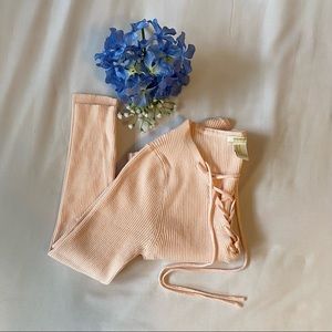 Forever 21 Pale Pink Long-Sleeve Cropped Knit Shirt